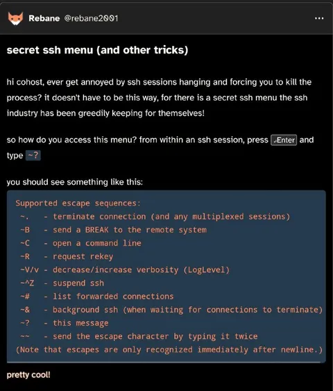 Secret SSH Menu Trick