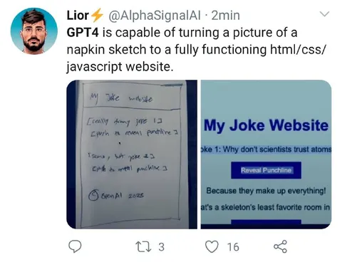 GPT-4 Turns Sketch Into Website