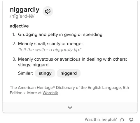 Niggardly English Lesson