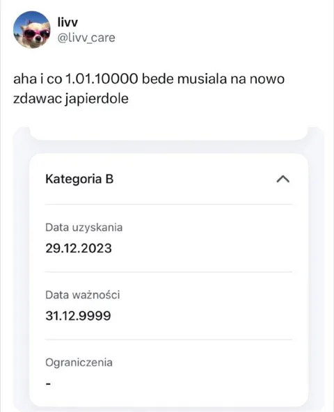 Prawo jazdy ważne do 9999