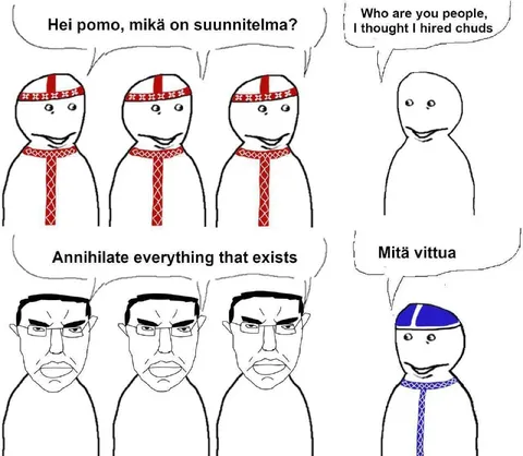 Pomo käskee tuhota kaiken