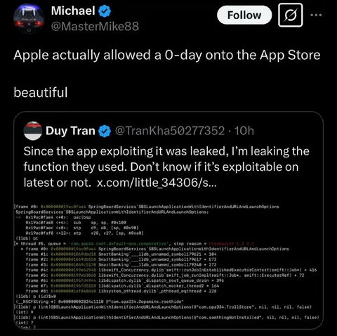 Apple Allows a 0-Day