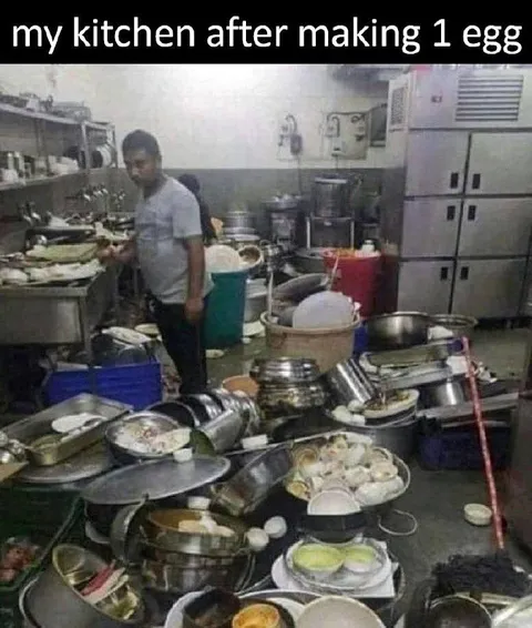 Kitchen After Making One Egg