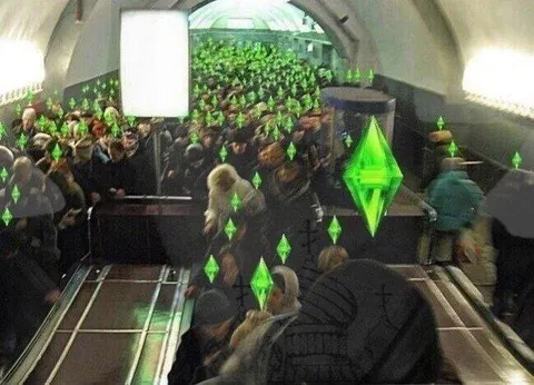 Симс в переполненном вагоне