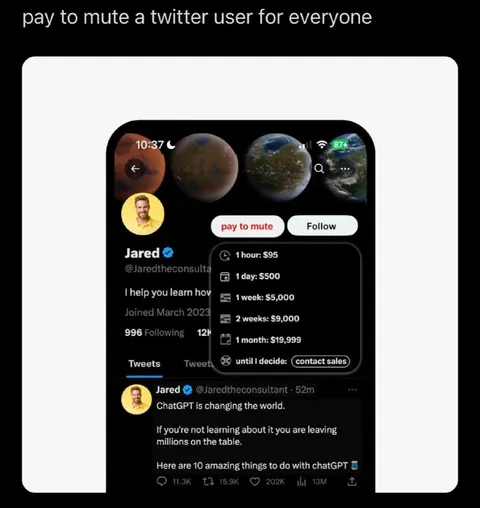 Pay to Mute Twitter Users