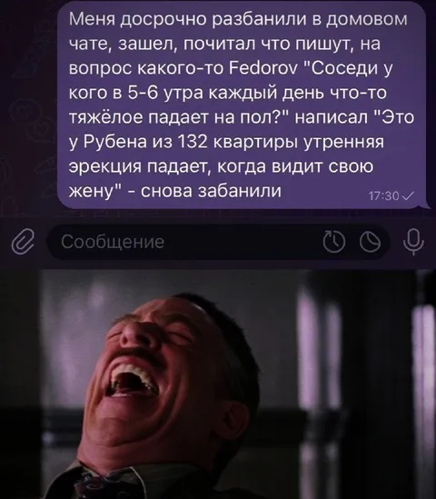 Досрочно забанили в домовом чате
