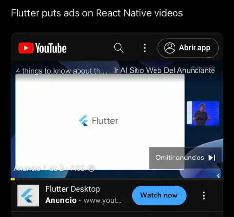 Flutter Ads on React Native Videos