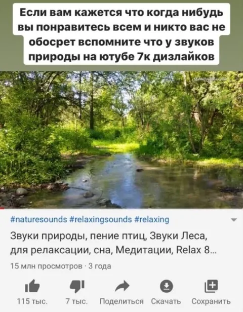 7 тысяч дизлайков у звуков природы