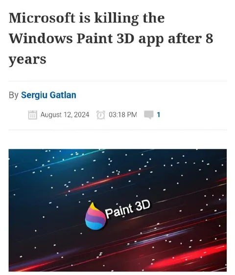 Microsoft Killing Paint 3D