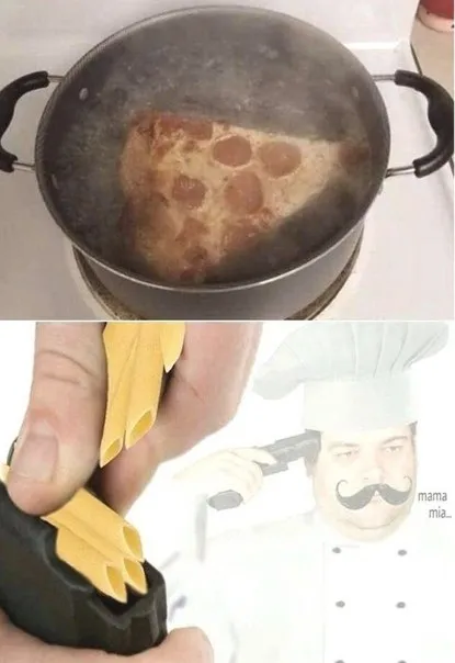 Пицца из кастрюли и макароны