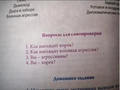 Вопросы для самопроверки про хорек