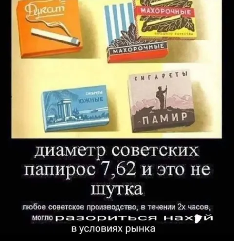 Диаметр советских папирос 7,62