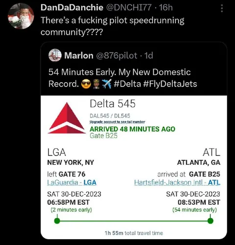 Pilot Speedrunning a Flight