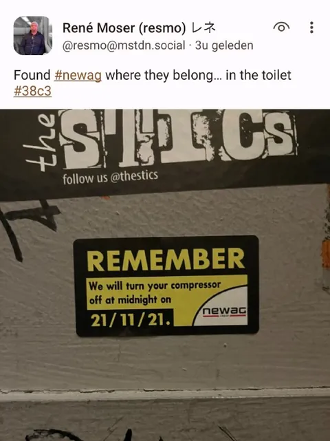 Newag Compressor Sign in Toilet