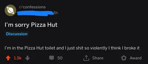 Pizza Hut Toilet Confession