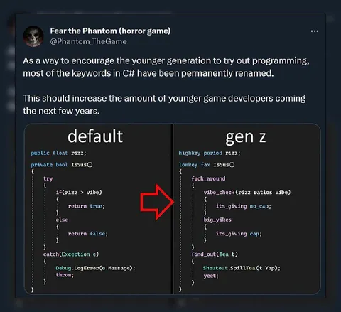 Gen Z C# Programming Translation