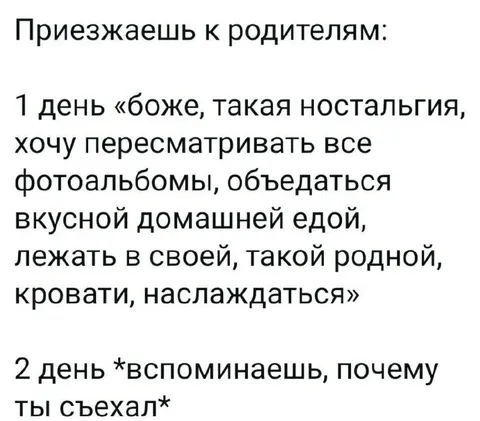 Приезжаешь к родителям на два дня