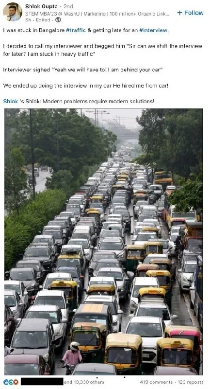 Interview in a Traffic Jam