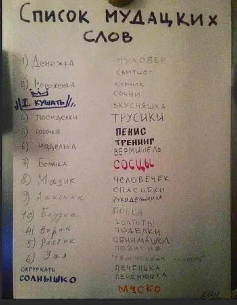 Список мудацких слов