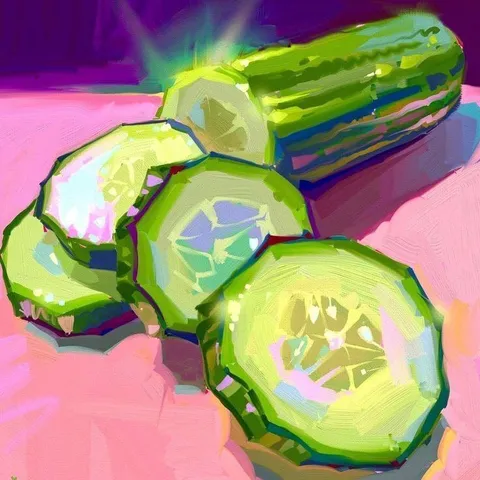 Неоновый огуречный натюрморт