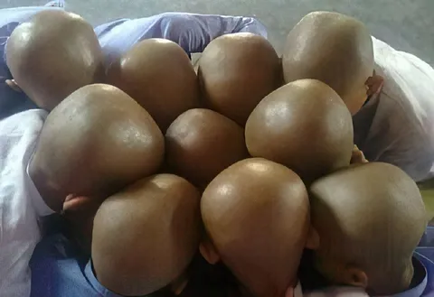 Дети спрятали лица