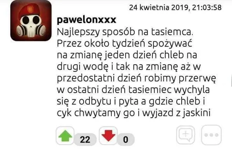Chleb i woda na tasiemca