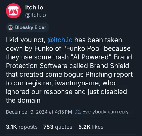 Itch.io Domain Taken Down