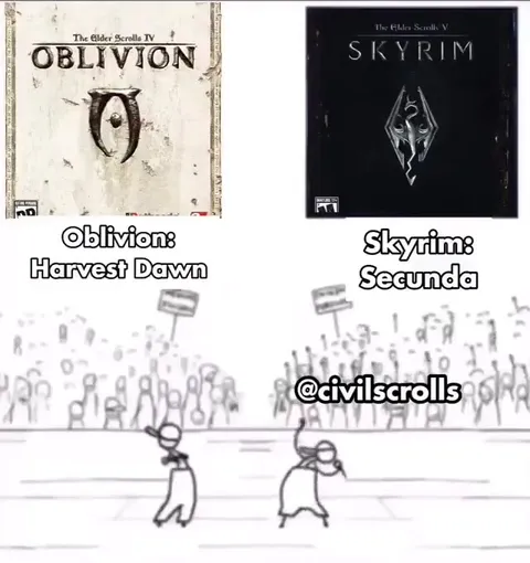 Oblivion против Skyrim под музыку