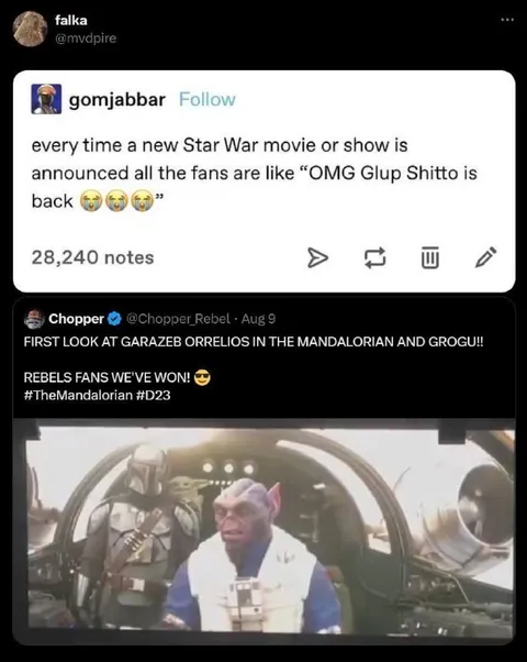 Star Wars fans see Glup Shitto again