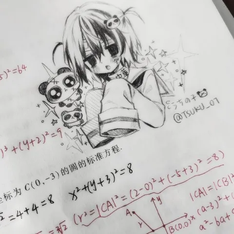 数学作业上的动漫女孩