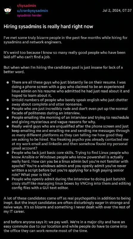 Hiring sysadmins is really hard