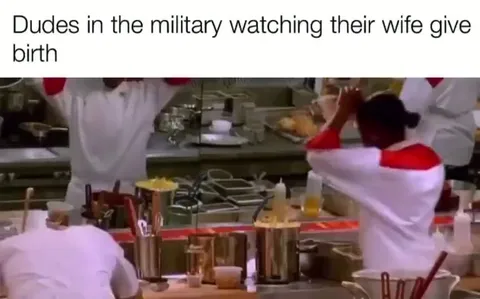 Military Dudes Watching Their Wife Give Birth