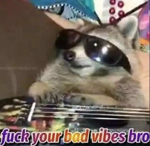 Cat Playing Guitar Against Bad Vibes