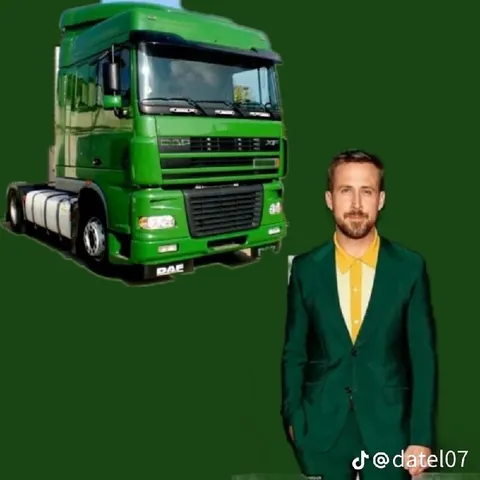 Райан Гослинг и зелёный грузовик