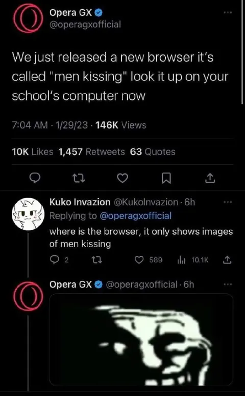 Opera GX Men Kissing Browser