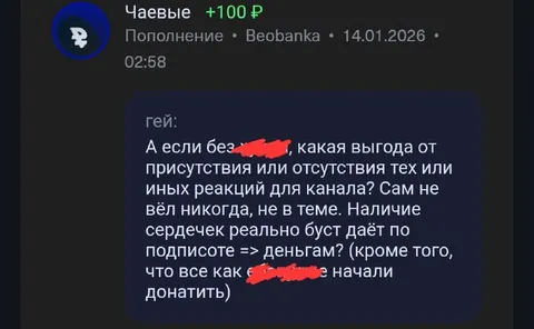 Выгода от реакций для канала