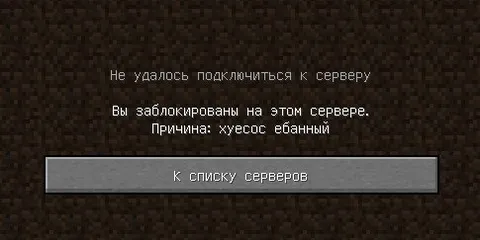 Заблокирован на сервере Minecraft