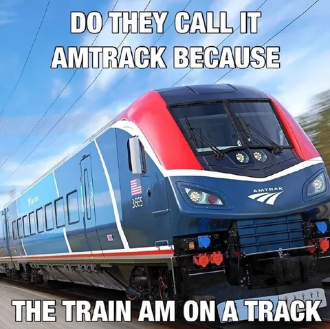 Amtrak Train on a Track Pun