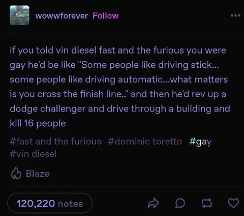 Dominic Toretto Drives Through a Building