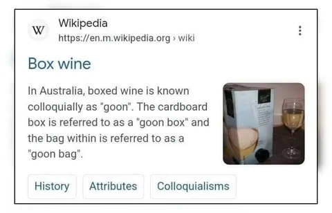 Australian Box Wine Goon Bag