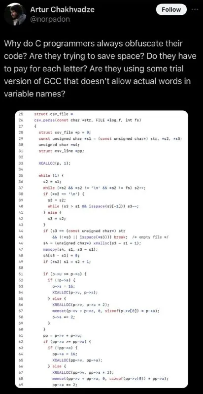 C Programmers Obfuscate Everything