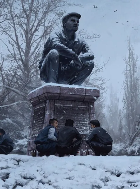 Пацаны у памятника