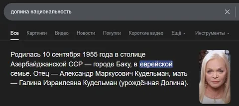 Национальность Ларисы Долиной