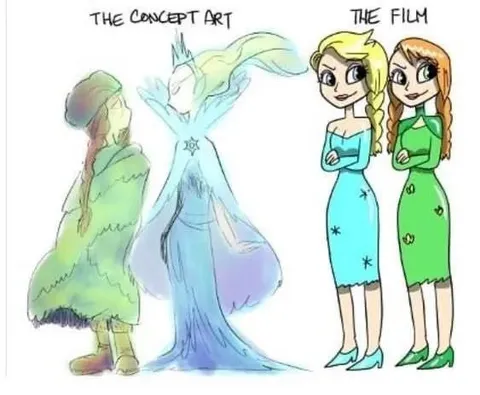 Frozen Concept Art vs Film