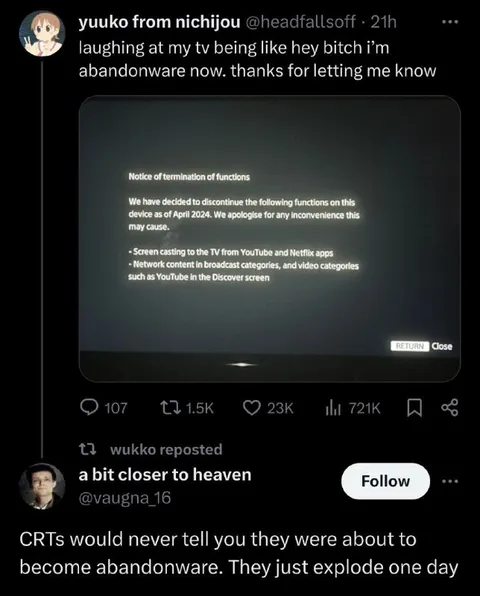 TV Announces It Is Abandonware