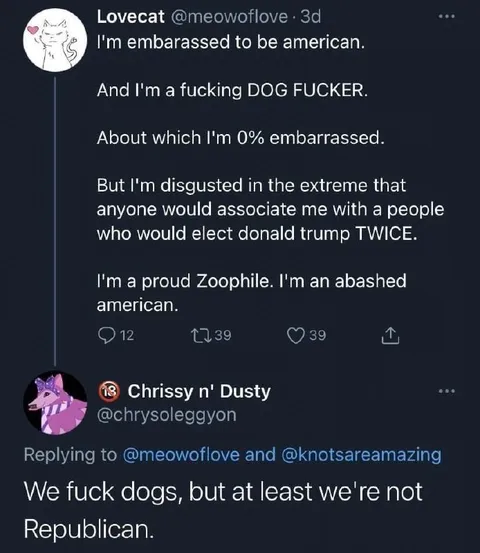 Proud Zoophile, Ashamed American