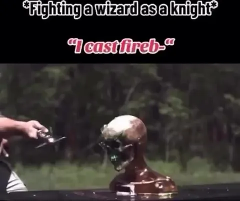 Knight Casts Fireball at Wizard