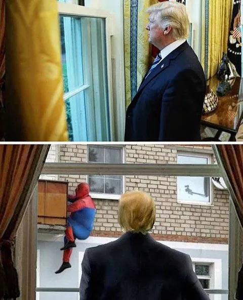 Трамп смотрит на Человека-паука