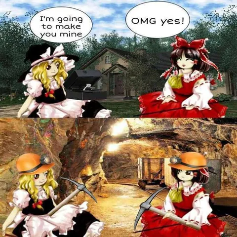 Marisa and Reimu Go Mining