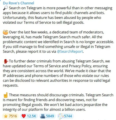 Telegram Search Gets Safer